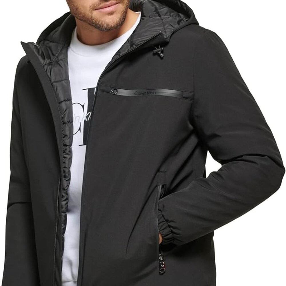 Calvin Klein Mens Hooded Windbreaker Jacket - XL